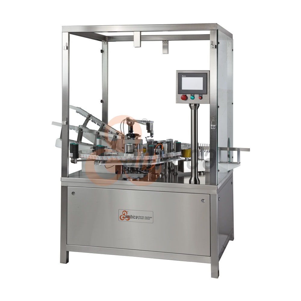 Automatic Advanced Servo Driven Safety Device / Preventis Insertion and Sticker Labelling Machine for PreFilled Syringes